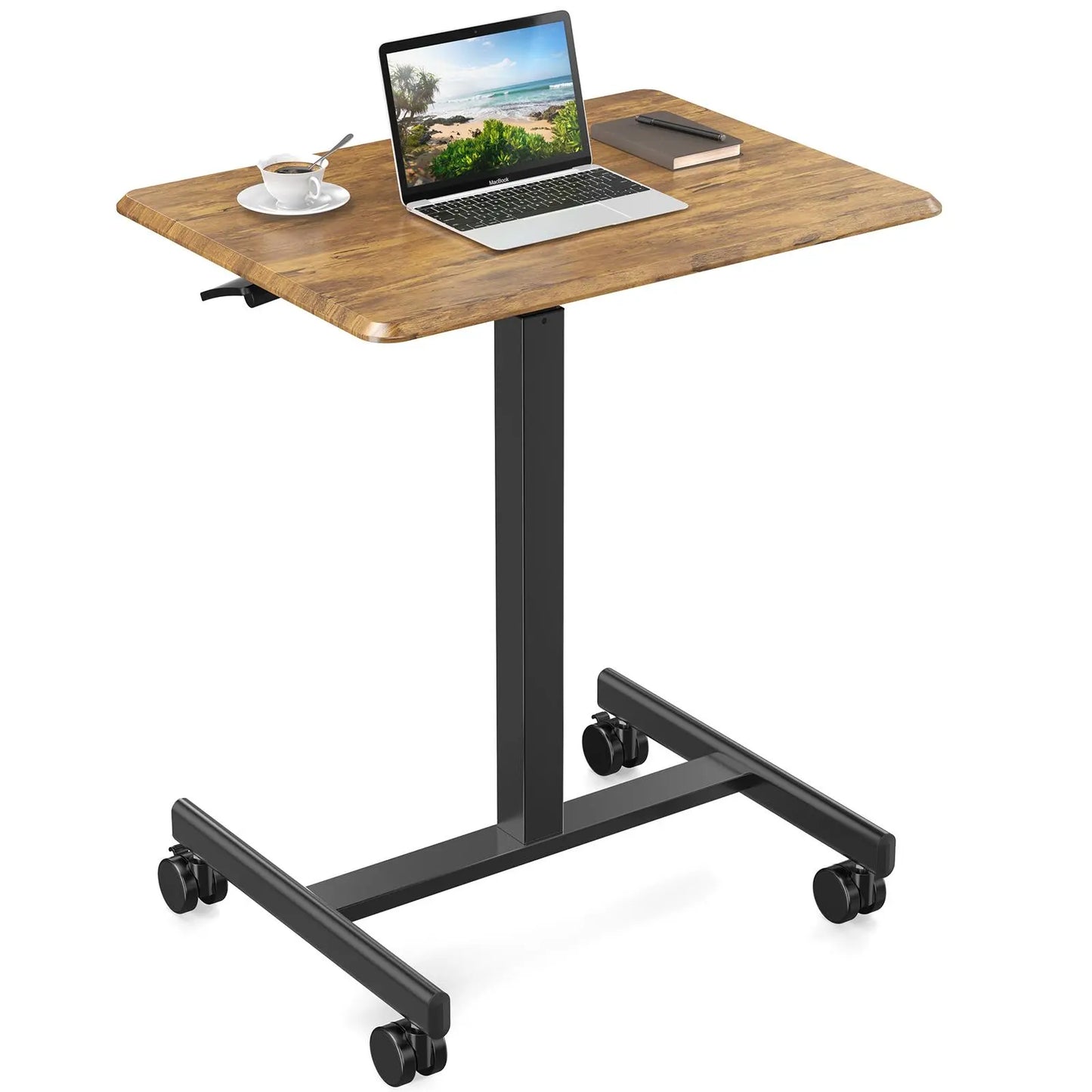 Overbed Bedside Table with Wheels, Adjustable Hospital & Home Use Bed Table, Rolling Laptop Table, Mobile Standing Desk, Bedside Table Nightstand, Indoor Side Table