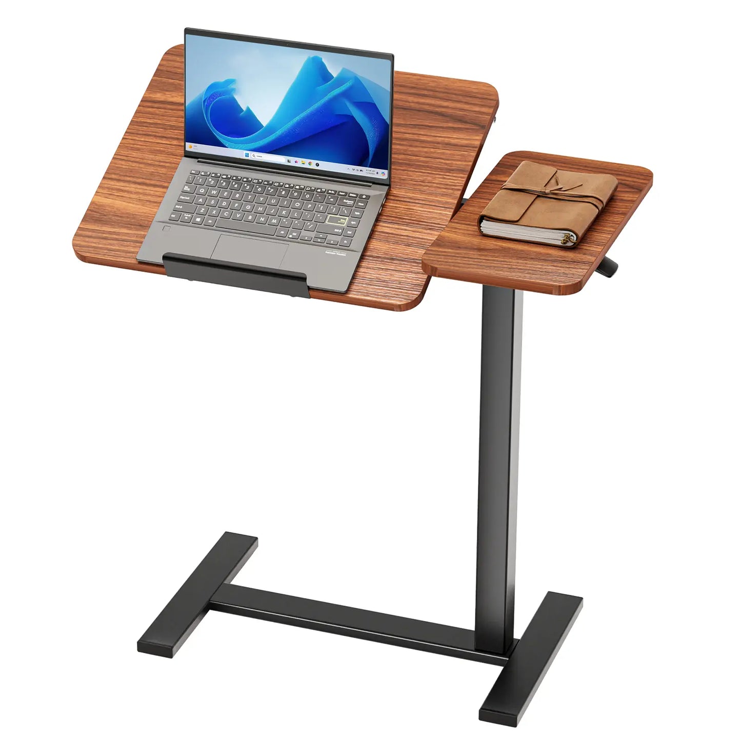 Overbed Bedside Table with Wheels, Adjustable Hospital & Home Use Bed Table, Rolling Laptop Table, Mobile Standing Desk, Bedside Table Nightstand, Indoor Side Table