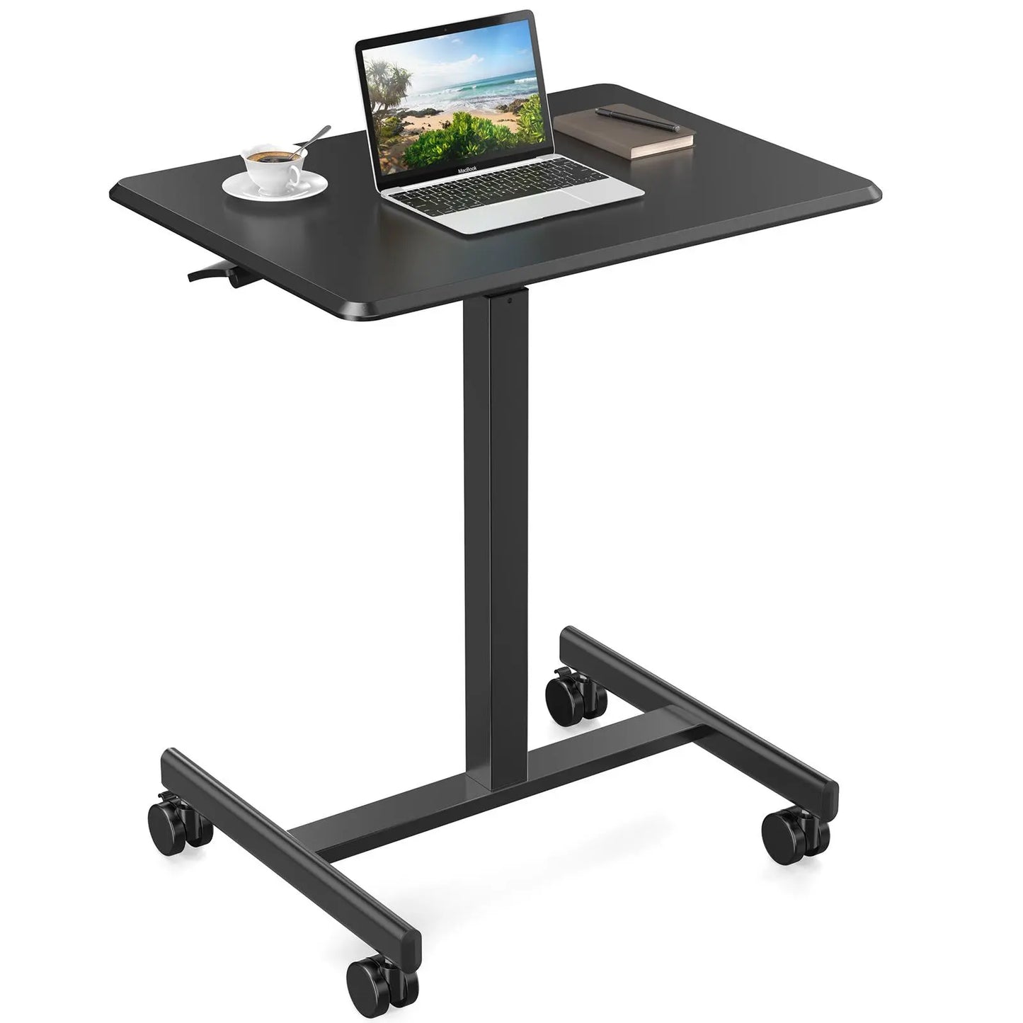 Overbed Bedside Table with Wheels, Adjustable Hospital & Home Use Bed Table, Rolling Laptop Table, Mobile Standing Desk, Bedside Table Nightstand, Indoor Side Table