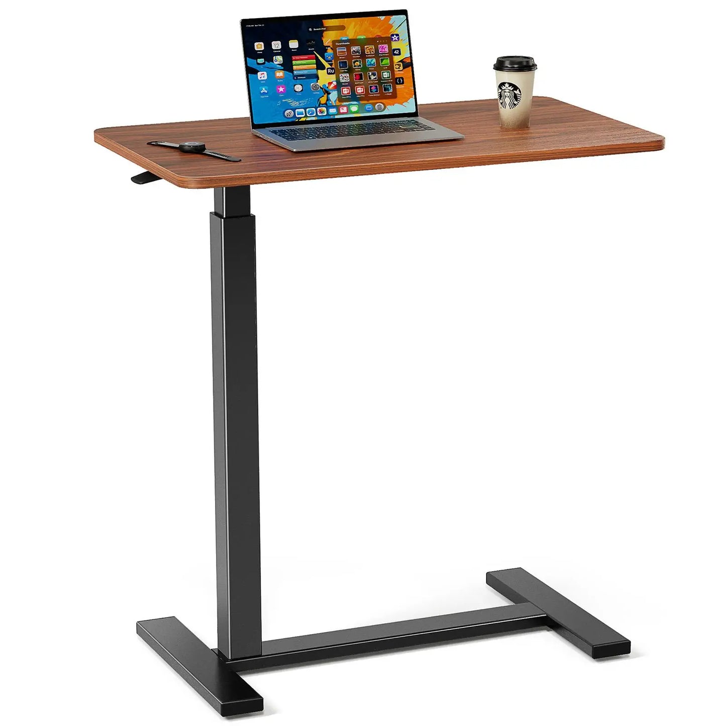 Overbed Bedside Table with Wheels, Adjustable Hospital & Home Use Bed Table, Rolling Laptop Table, Mobile Standing Desk, Bedside Table Nightstand, Indoor Side Table