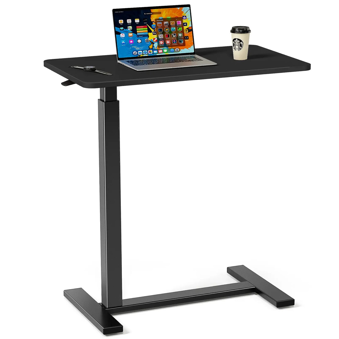 Overbed Bedside Table with Wheels, Adjustable Hospital & Home Use Bed Table, Rolling Laptop Table, Mobile Standing Desk, Bedside Table Nightstand, Indoor Side Table
