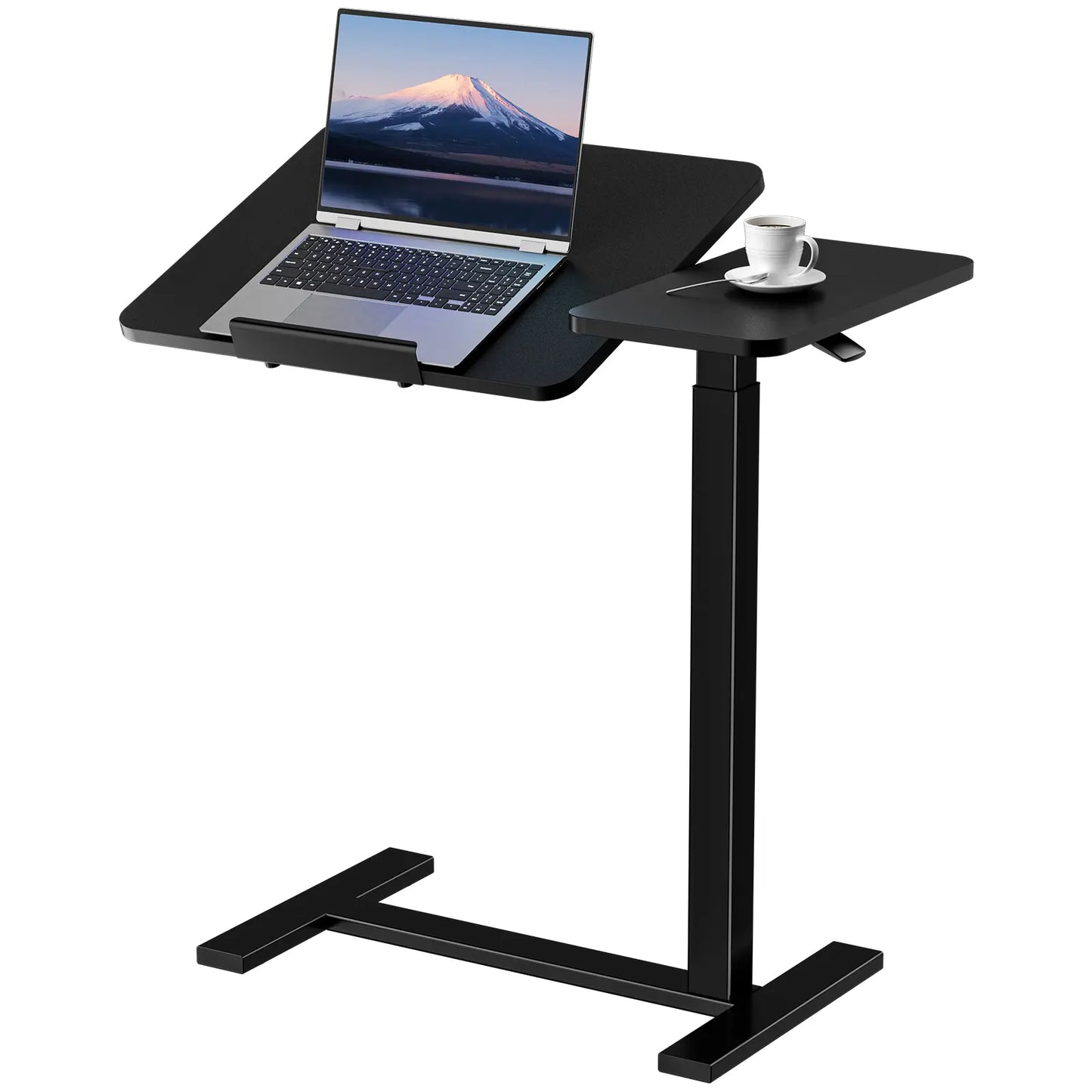 Overbed Bedside Table with Wheels, Adjustable Hospital & Home Use Bed Table, Rolling Laptop Table, Mobile Standing Desk, Bedside Table Nightstand, Indoor Side Table