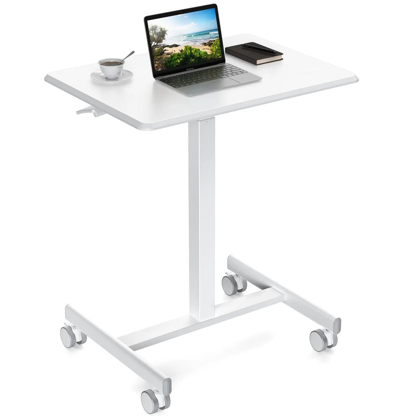 Overbed Bedside Table with Wheels, Adjustable Hospital & Home Use Bed Table, Rolling Laptop Table, Mobile Standing Desk, Bedside Table Nightstand, Indoor Side Table